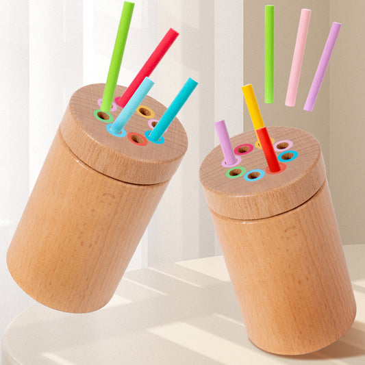 Montessori-Lernmaterial Holzschubladenbox Kindergarten Textiltrommel Druckball Tisch Wissenschafts- und Bildungspuzzle Montessori Frühförderungsspielzeug