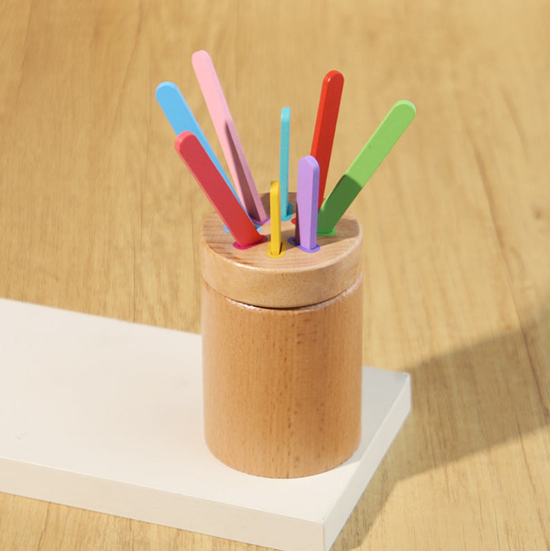 Montessori-Lernmaterial Holzschubladenbox Kindergarten Textiltrommel Druckball Tisch Wissenschafts- und Bildungspuzzle Montessori Frühförderungsspielzeug