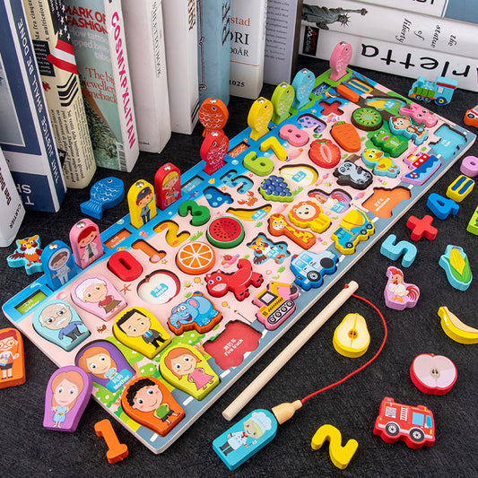 Montessori Holz Lernspielzeug – 3D Formen & Zahlen Puzzle für Kinder 3–6 Jahre